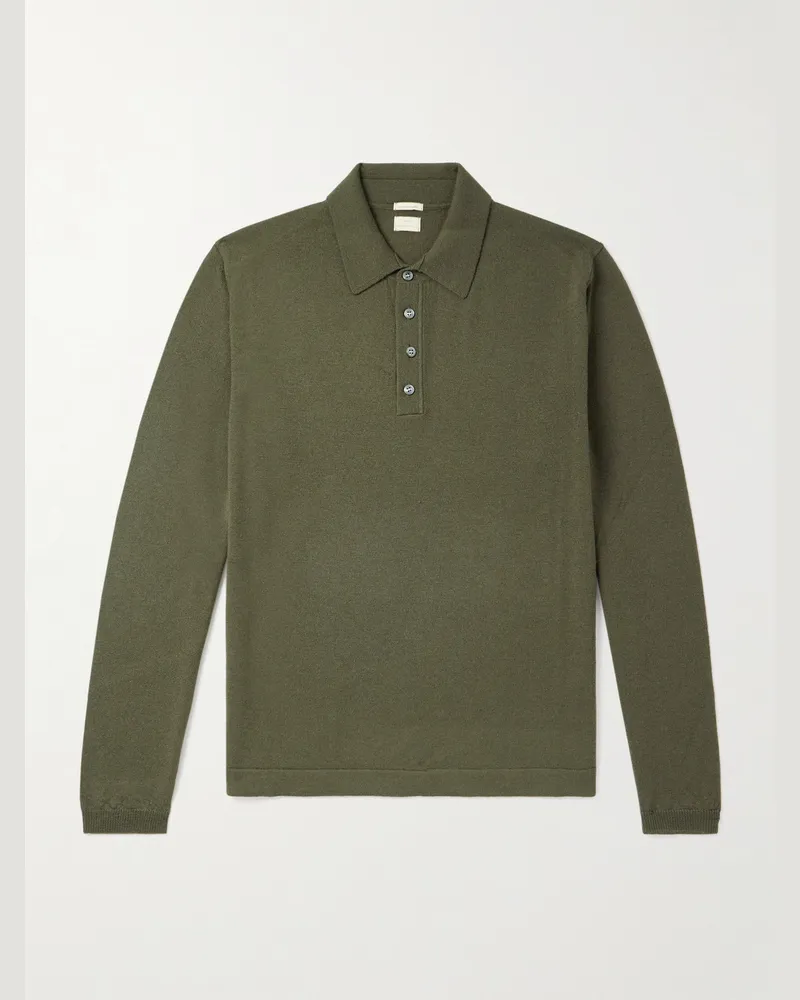 Massimo Alba Pullover aus Wolle mit Polokragen Grün