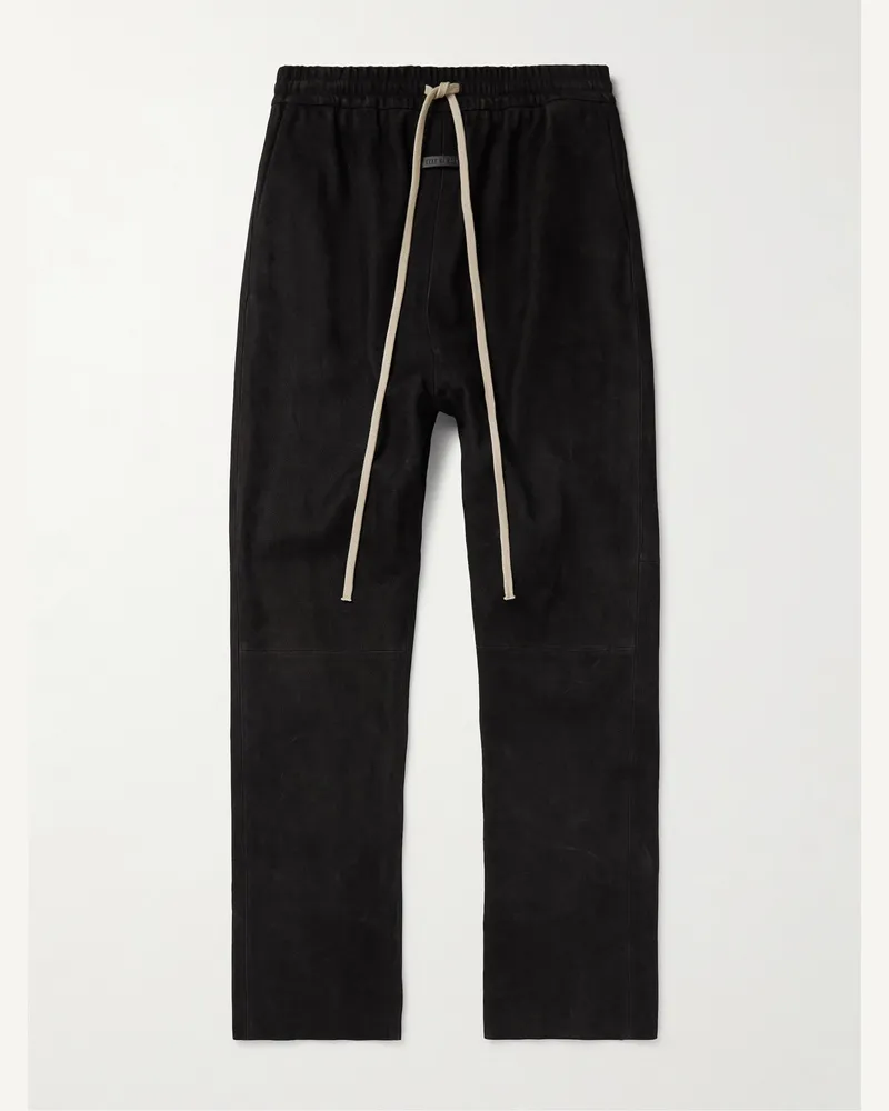 Fear of God Forum schmal zulaufende Hose aus vollnarbigem Nubukleder mit Kordelzugbund Schwarz