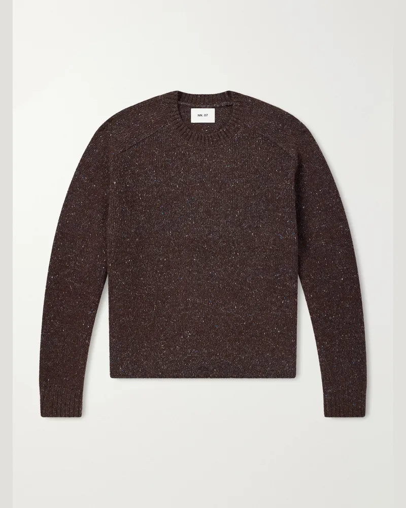 NN 07 Jim 60074 Wool-Blend Knitted Crewneck Brown