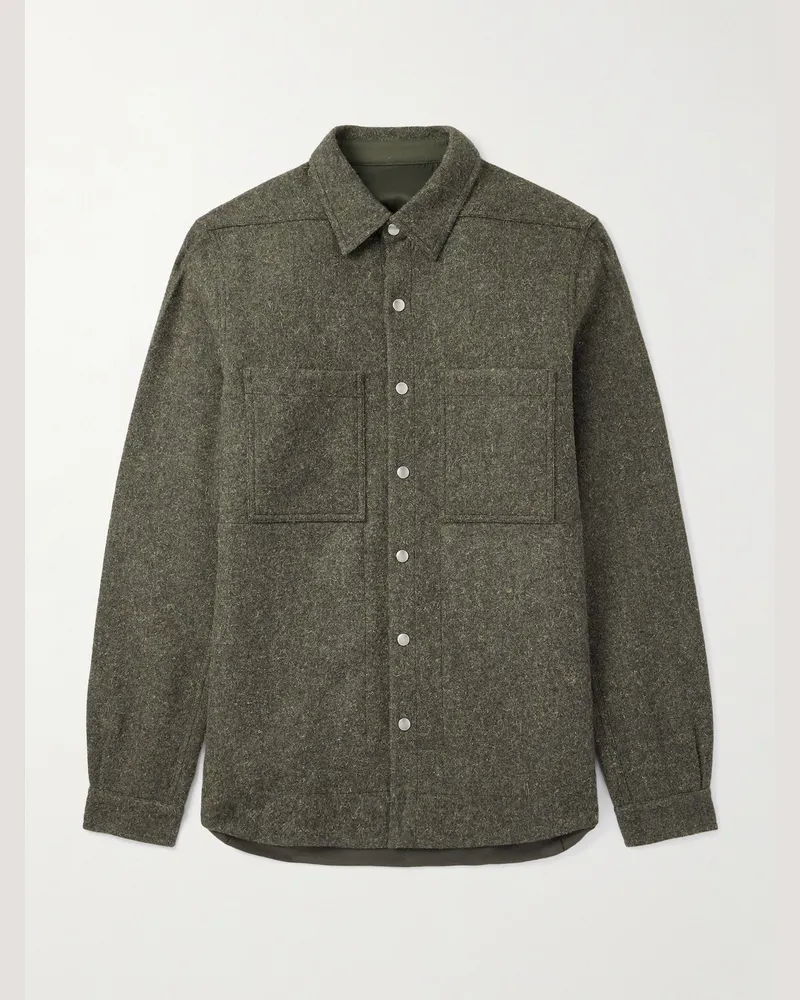 Rick Owens Hemdjacke aus Melton aus Wolle Grün