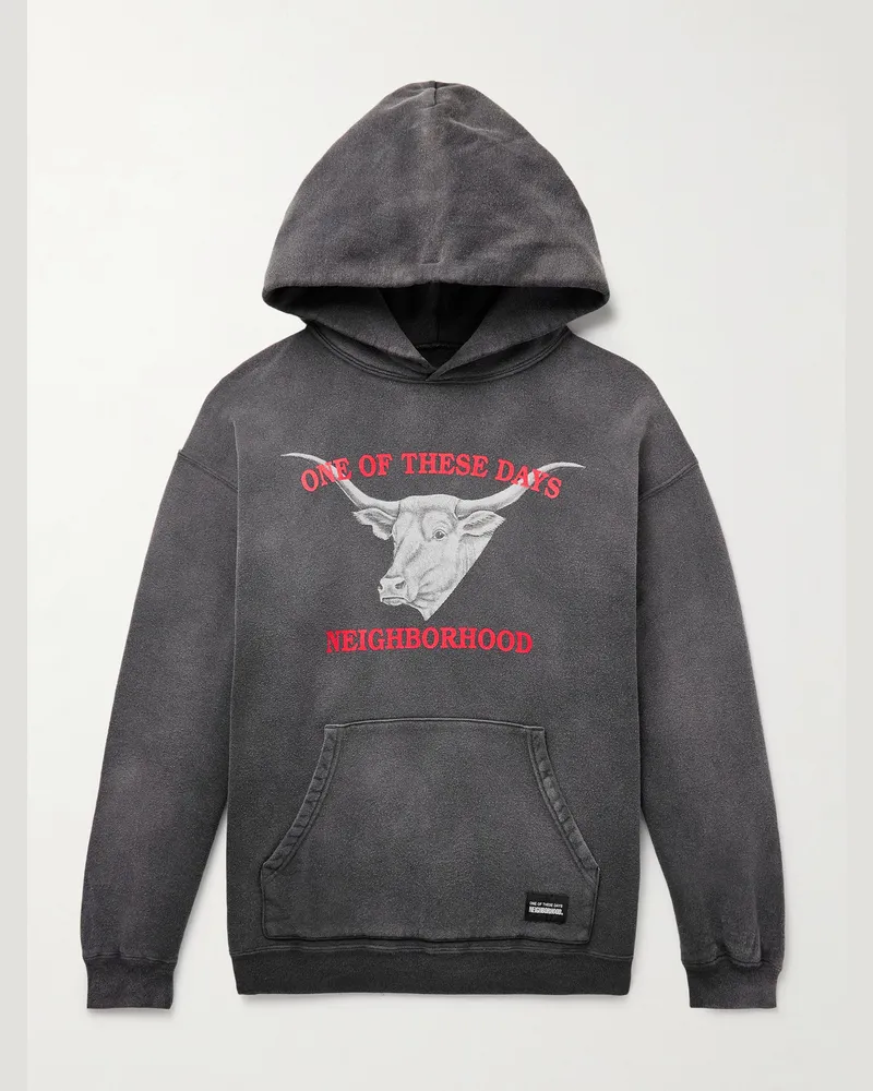 Neighborhood One of These Days Logo-Print Cotton-Jersey Hoodie Black