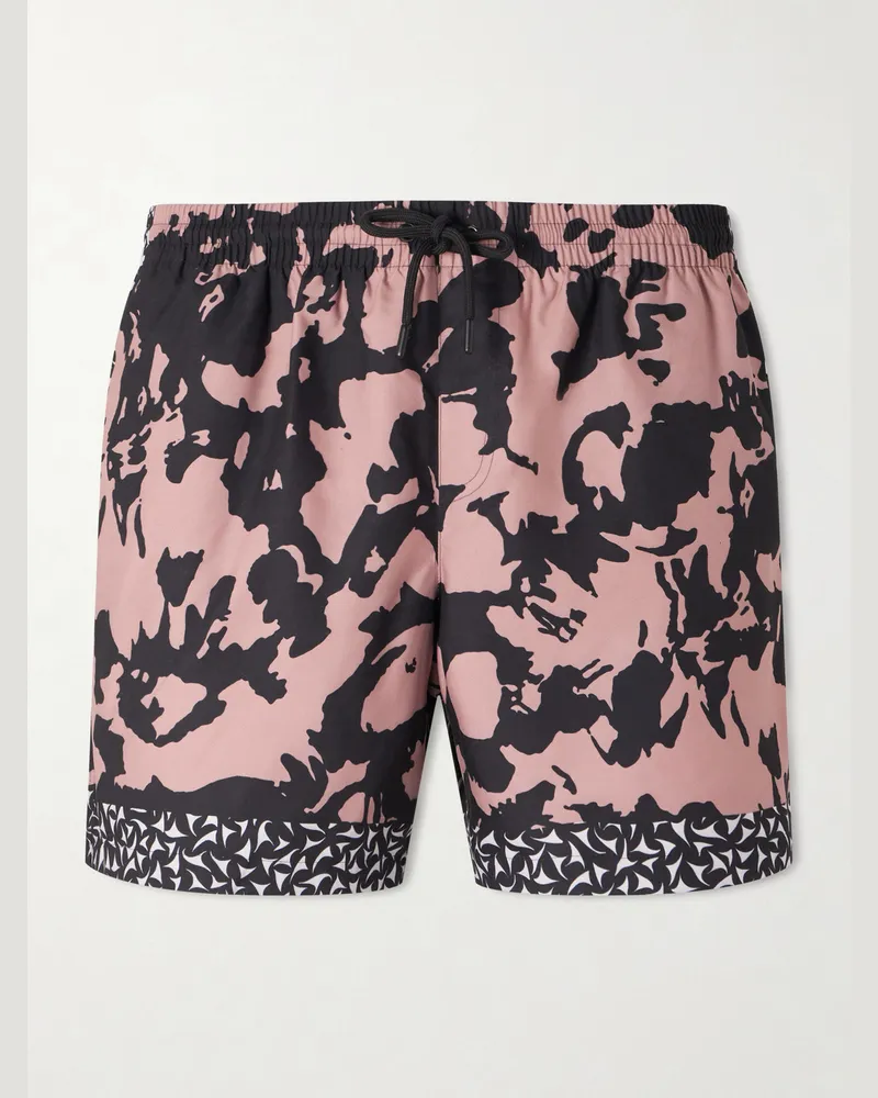 Dries van Noten Gerade geschnittene, mittellange Badeshorts mit Print Pink