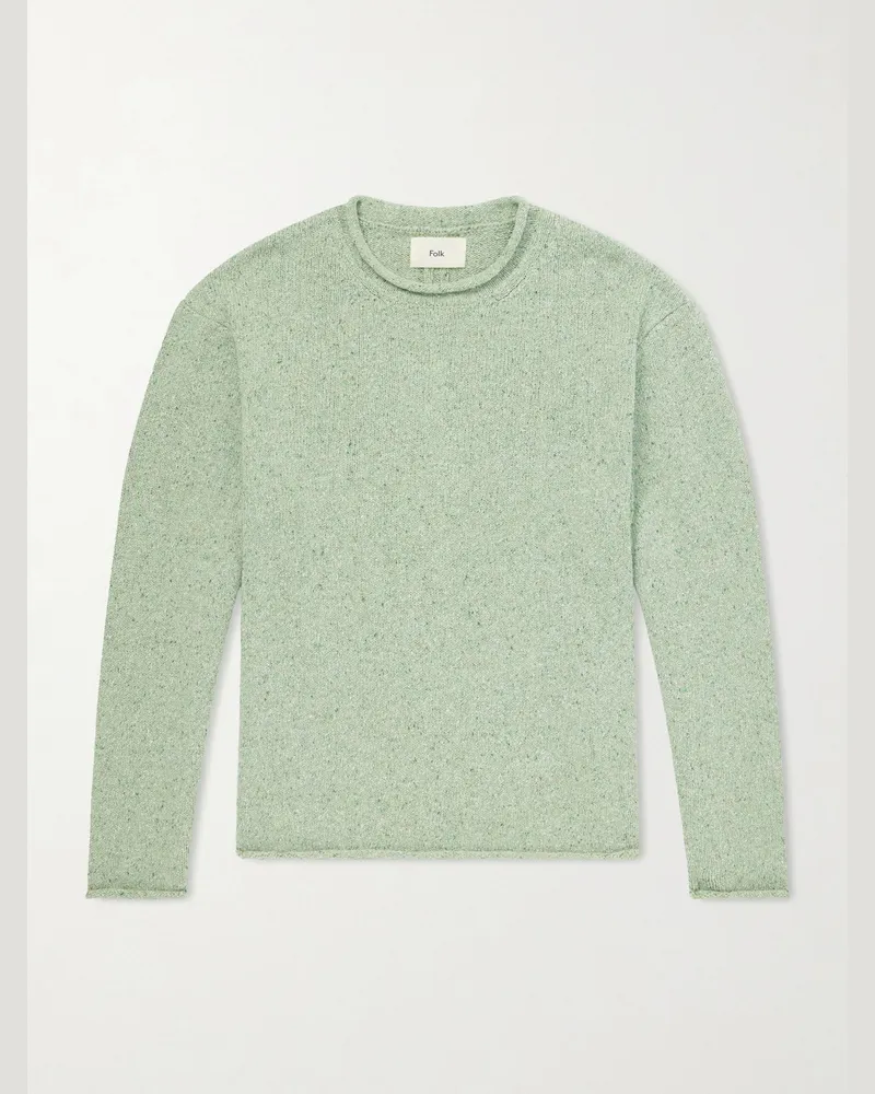 Folk Slouch Knitted Sweater Green