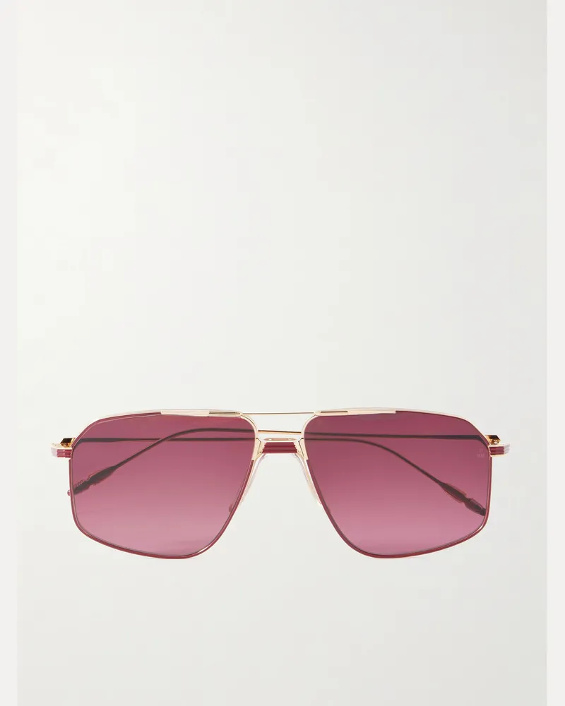 Jacques Marie Mage Jagger Pilotensonnenbrille aus goldfarbenem Beta-Titan Braun