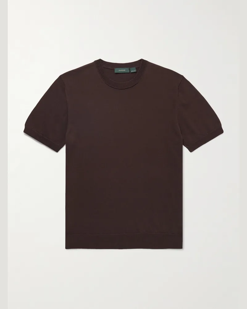 Incotex Zanone T-Shirt aus Baumwolle Braun