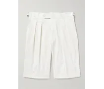 Gerade geschnittene Shorts aus Twill aus einer Baumwollmischung mit Falten