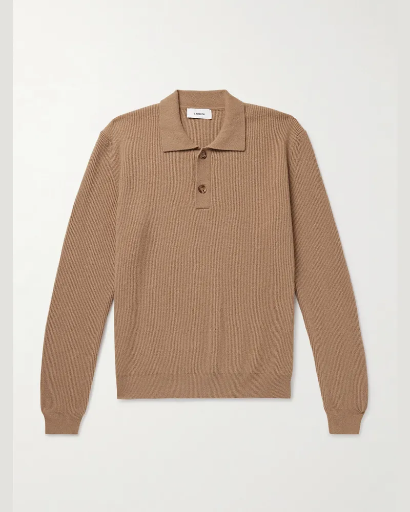 LARDINI Pullover aus einer Schurwoll-Kaschmirmischung in Rippstrick mit Polokragen Neutral
