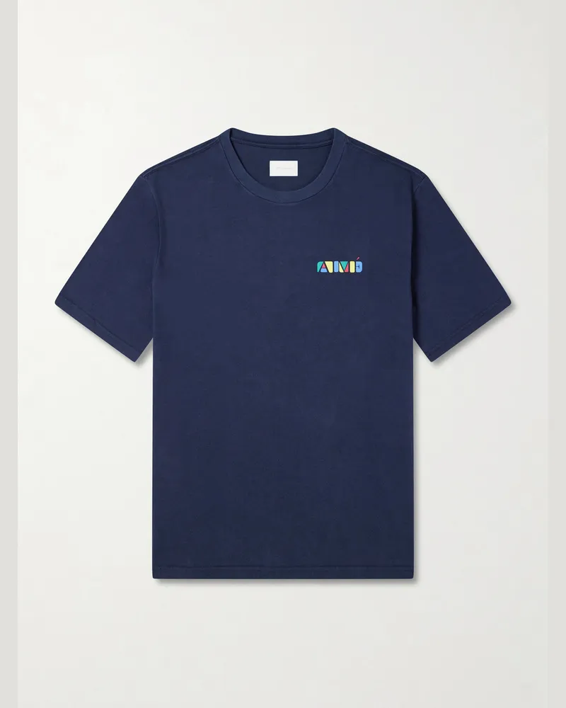 Aimé Leon Dore Logo-Print Cotton-Jersey T-Shirt Blue