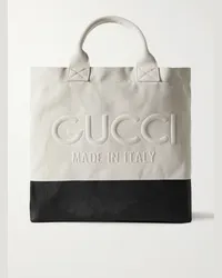 Gucci Tote aus Canvas mit Logoprägung Weiß