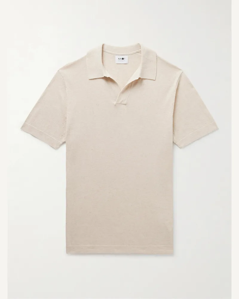 NN 07 Ryan 6311 Cotton and Linen-Blend Polo Shirt Neutrals