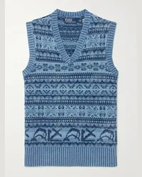 Ralph Lauren Ärmelloser Pullover aus Baumwolle mit Fair-Isle-Muster Blau