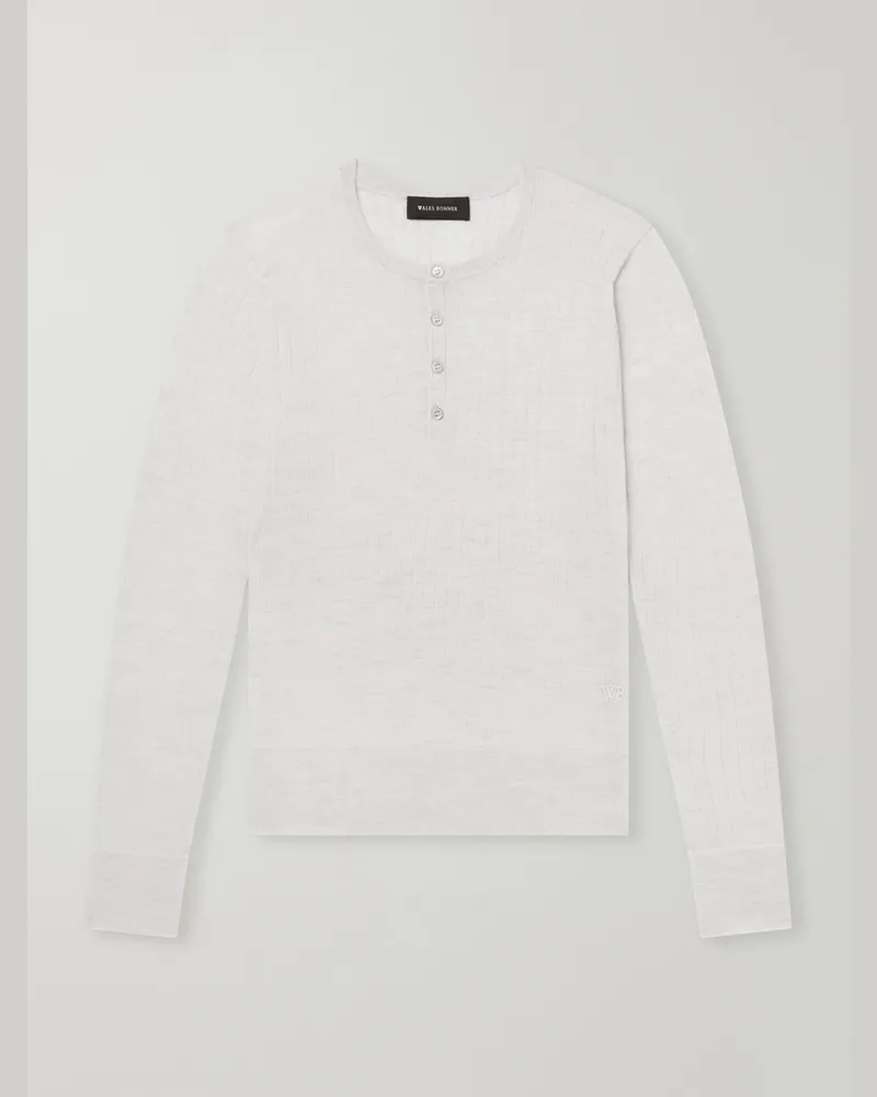 Wales Bonner Nile Ribbed Wool Henley T-Shirt Neutrals