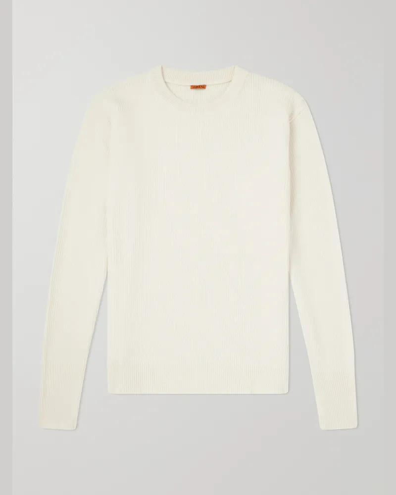 BARENA Ribbed Virgin Wool Sweater Neutrals