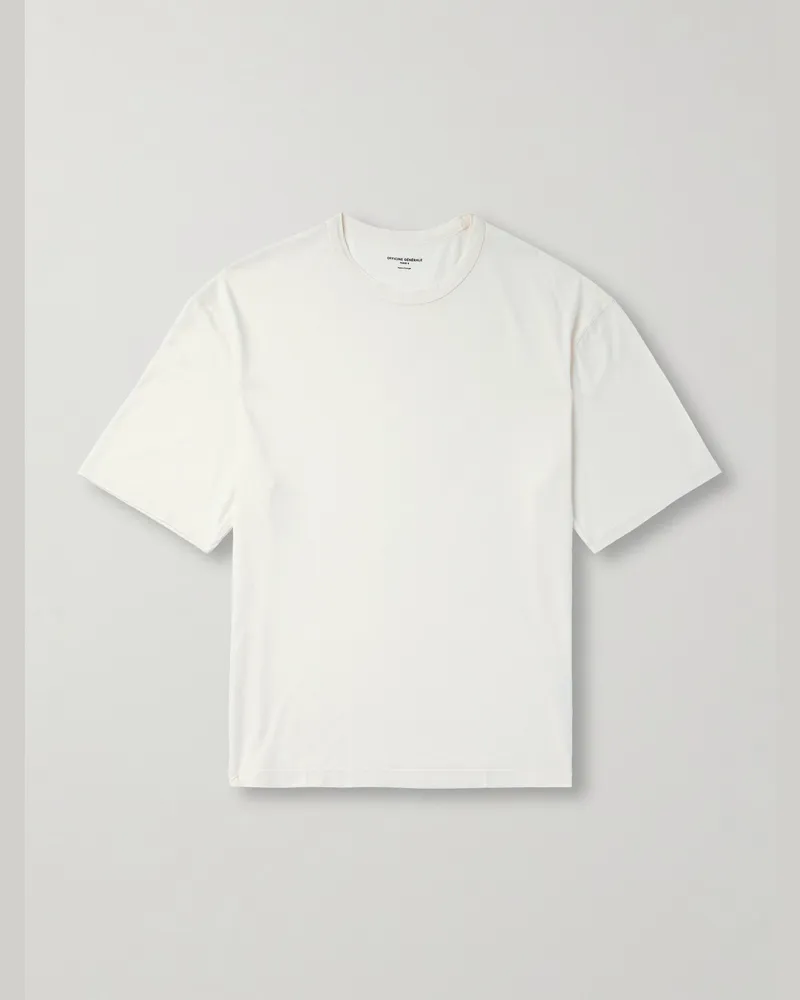 Officine Generale Benny T-Shirt aus Jersey aus einer Lyocell-Baumwollmischung in Pigmentfärbung Neutral