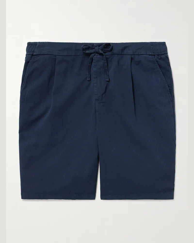 Frescobol Carioca Rui gerade geschnittene Shorts aus Twill aus einer Baumwollmischung mit Kordelzugbund Blau