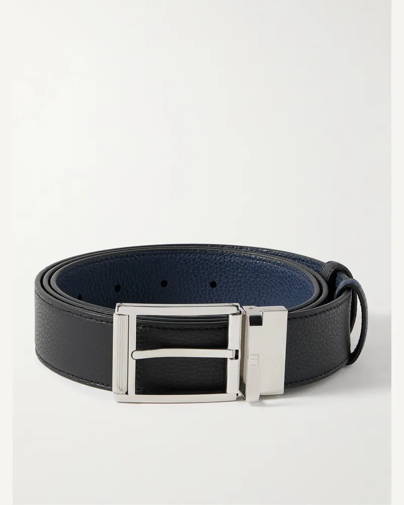 Dunhill Wendbarer Gürtel aus vollnarbigem Leder, 3,5 cm Schwarz