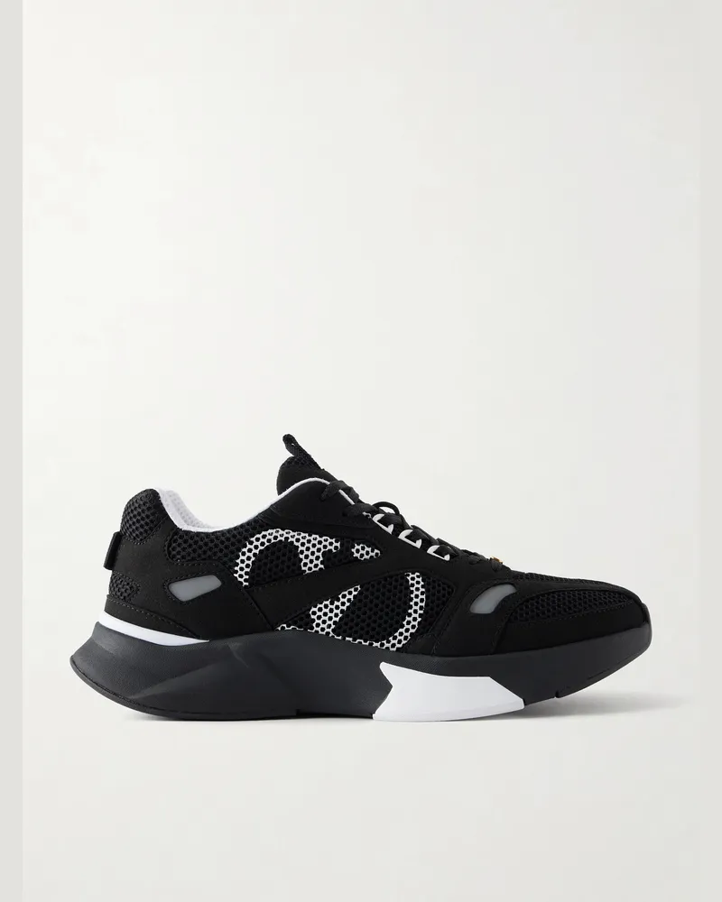 Valentino Garavani Demivee Suede-Trimmed Mesh Sneakers Black
