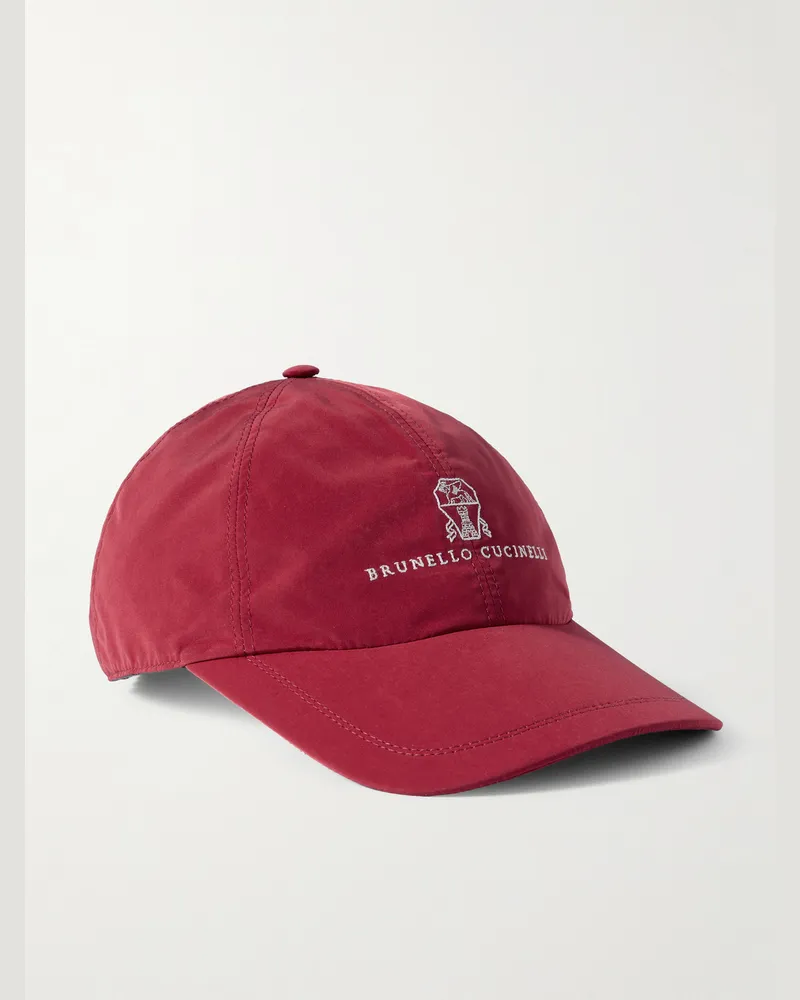 Brunello Cucinelli Baseballkappe aus Baumwoll-Twill mit Logostickerei Rot