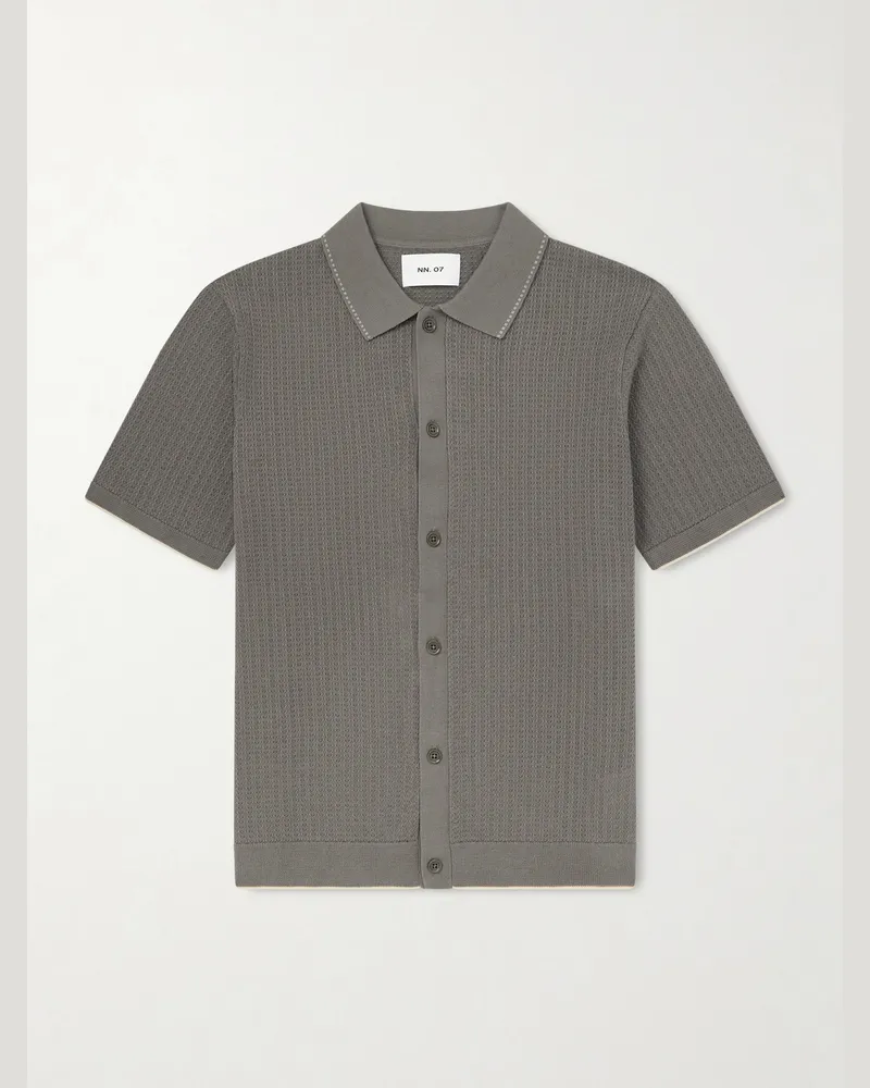 NN 07 Nalo 60039 Open-Knit Cotton Shirt Green