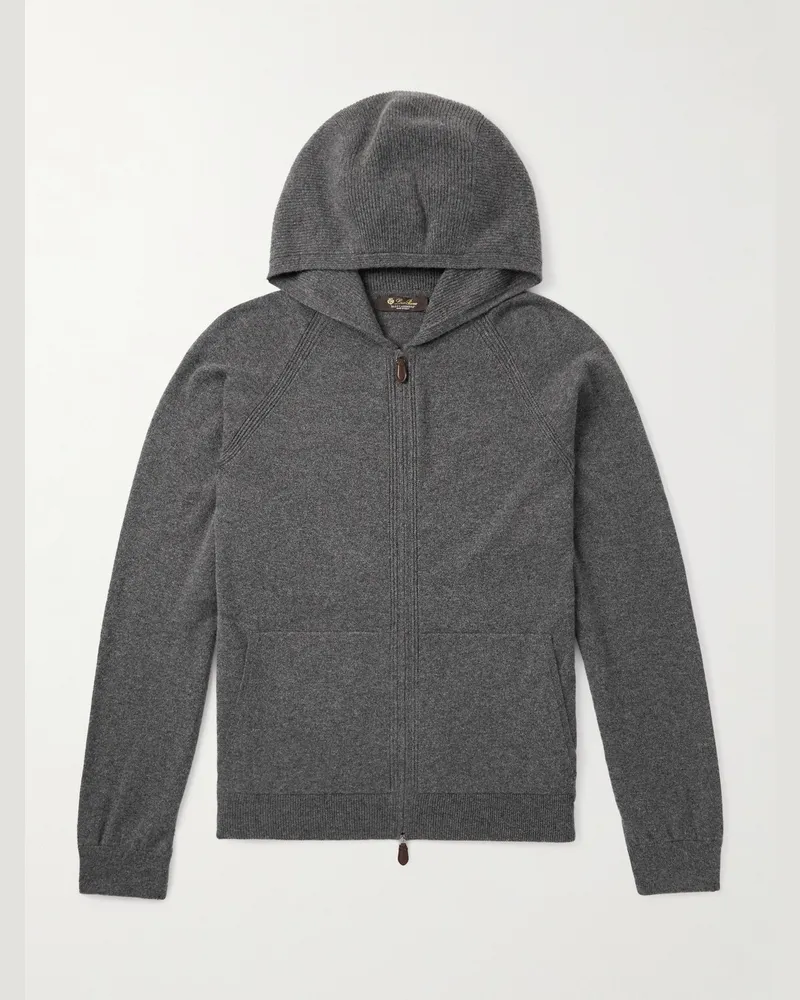 Loro Piana Kapuzenjacke aus Kaschmir mit Reißverschluss Grau