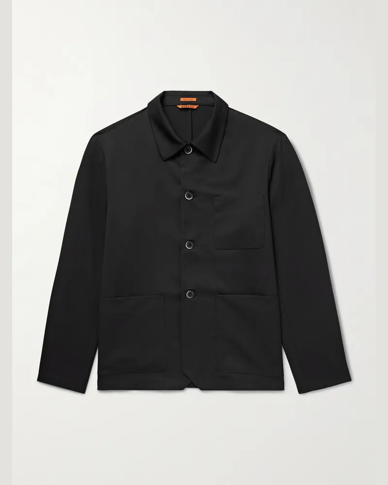 BARENA Visal Hemdjacke aus Twill aus einer Schurwollmischung Schwarz