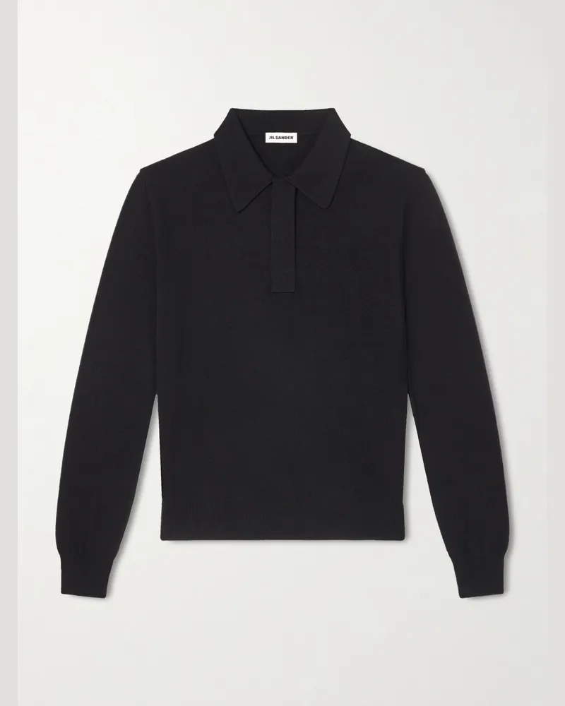 Jil Sander Wool Polo Shirt Black