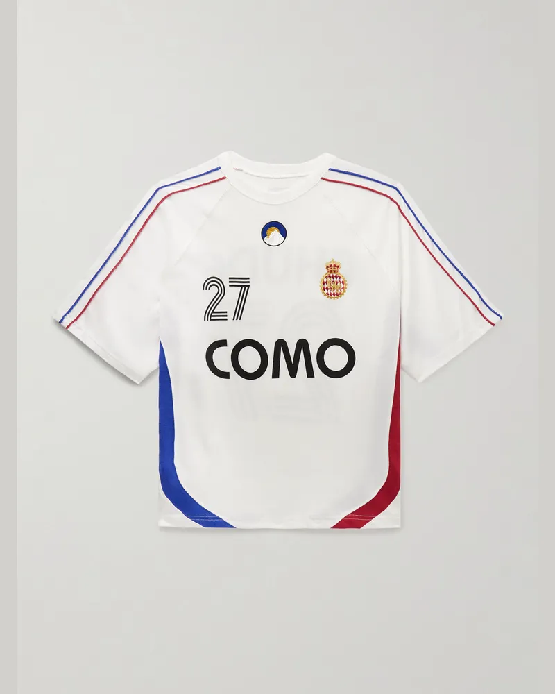 RHUDE Como 1907 T-Shirt aus Jersey aus einer Baumwollmischung mit Print und Stickerei Weiß
