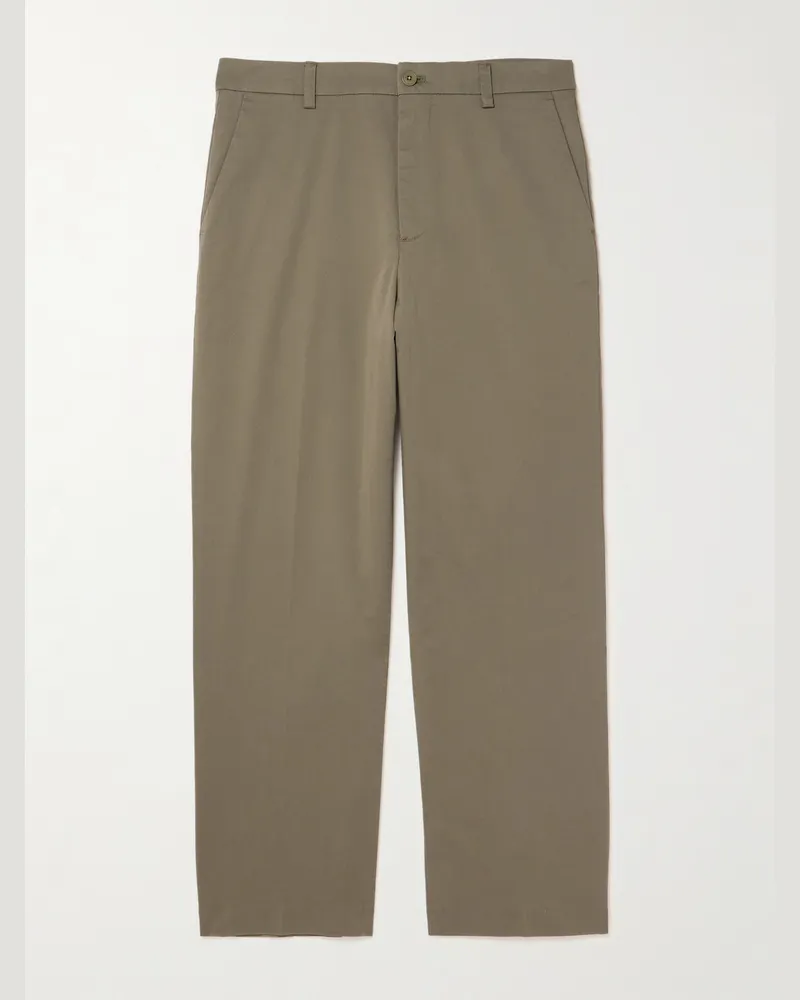 NN 07 Paw 1804 Straight-Leg Organic Cotton-Blend Trousers Green