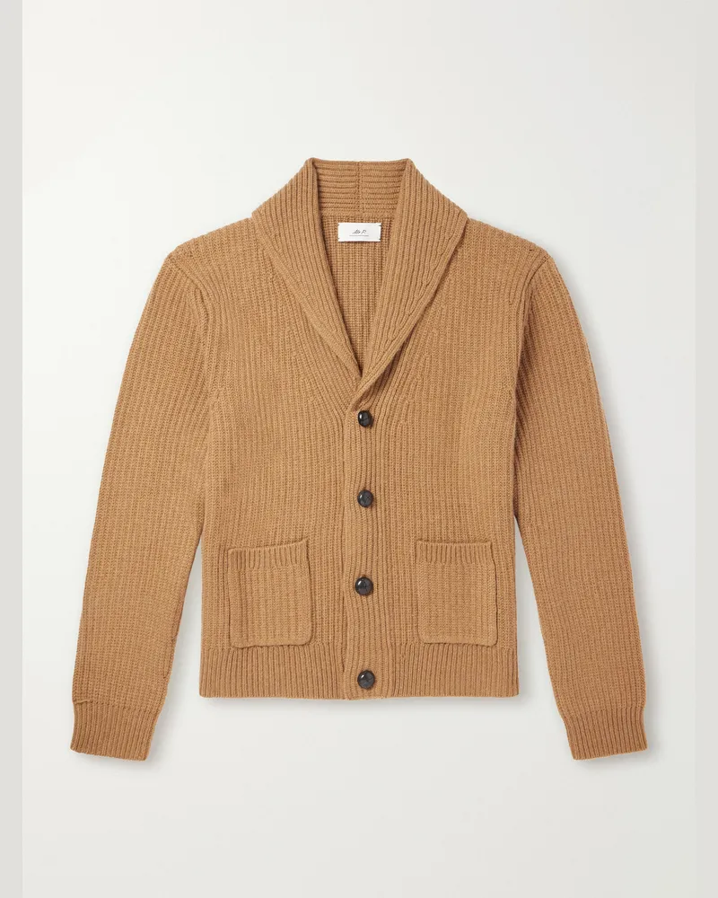 MR P. Ribbed Wool and Cashmere-Blend Cardigan Brown