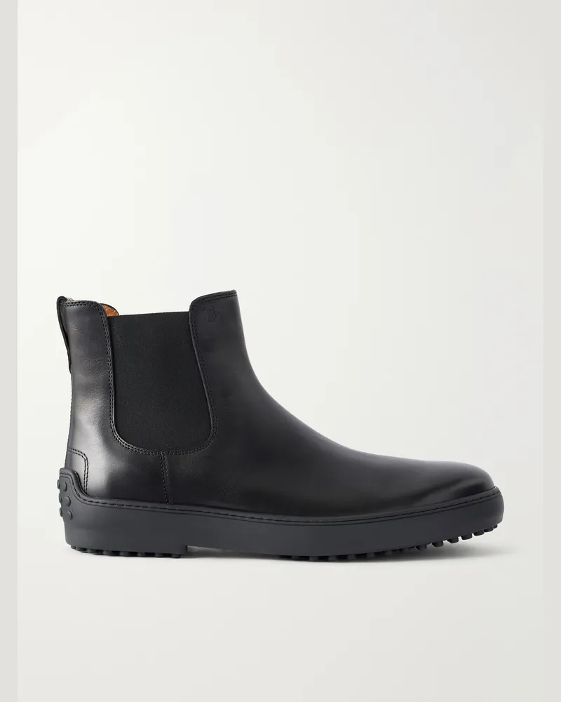 TOD'S Winter Gommino Leather Chelsea Boots Black