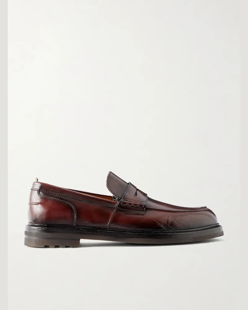 Officine Creative Italia Sax Flexi 001 Leather Loafers Burgundy