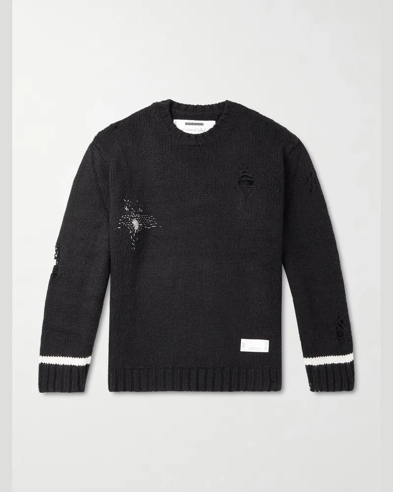 Neighborhood Savage Pullover mit Stickereien Schwarz