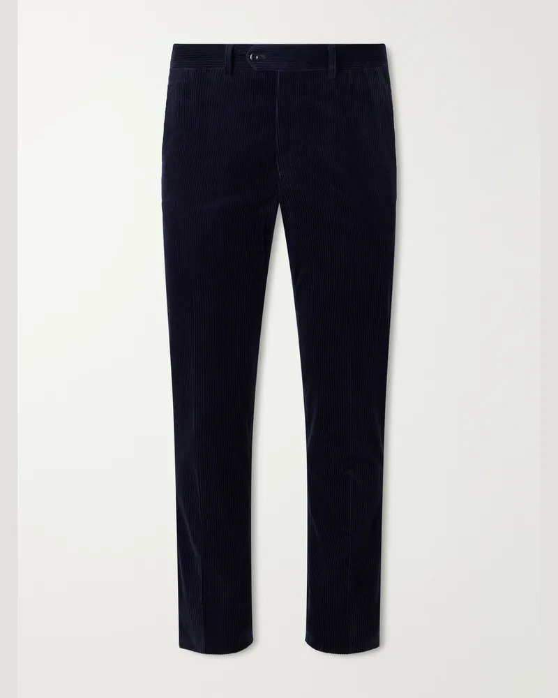 Rubinacci Modaluca Tapered Cotton-Corduroy Trousers Blue