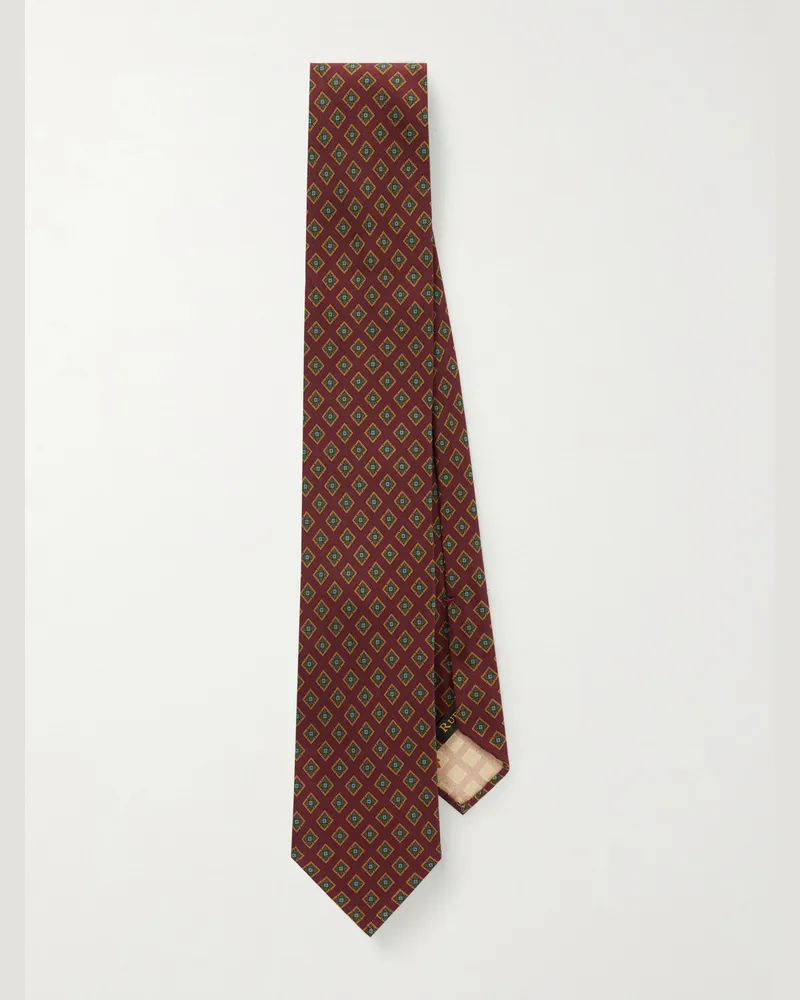 Rubinacci 9cm Printed Silk-Twill Tie Red