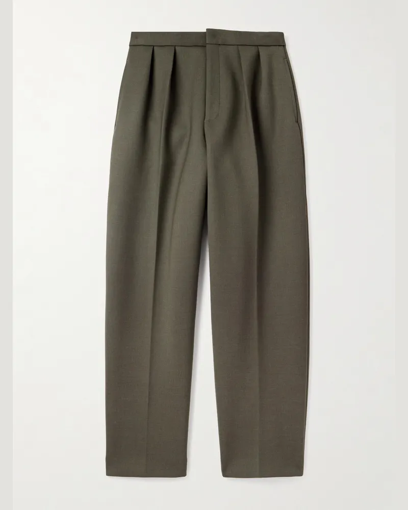 Jacquemus Citta gerade geschnittene Hose aus einer Wollmischung mit Falten Grün