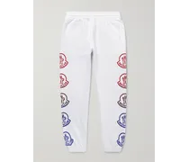 Moncler Tapered Logo-Print Cotton-Jersey Sweatpants Weiß