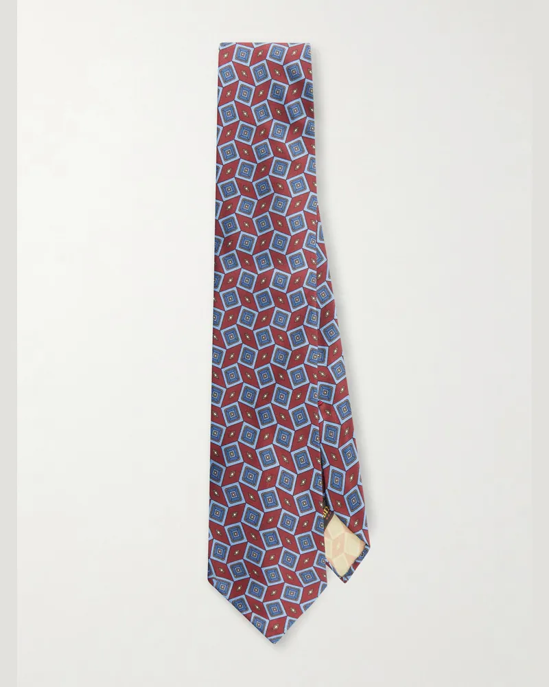 Rubinacci 9cm Printed Silk-Twill Tie Red