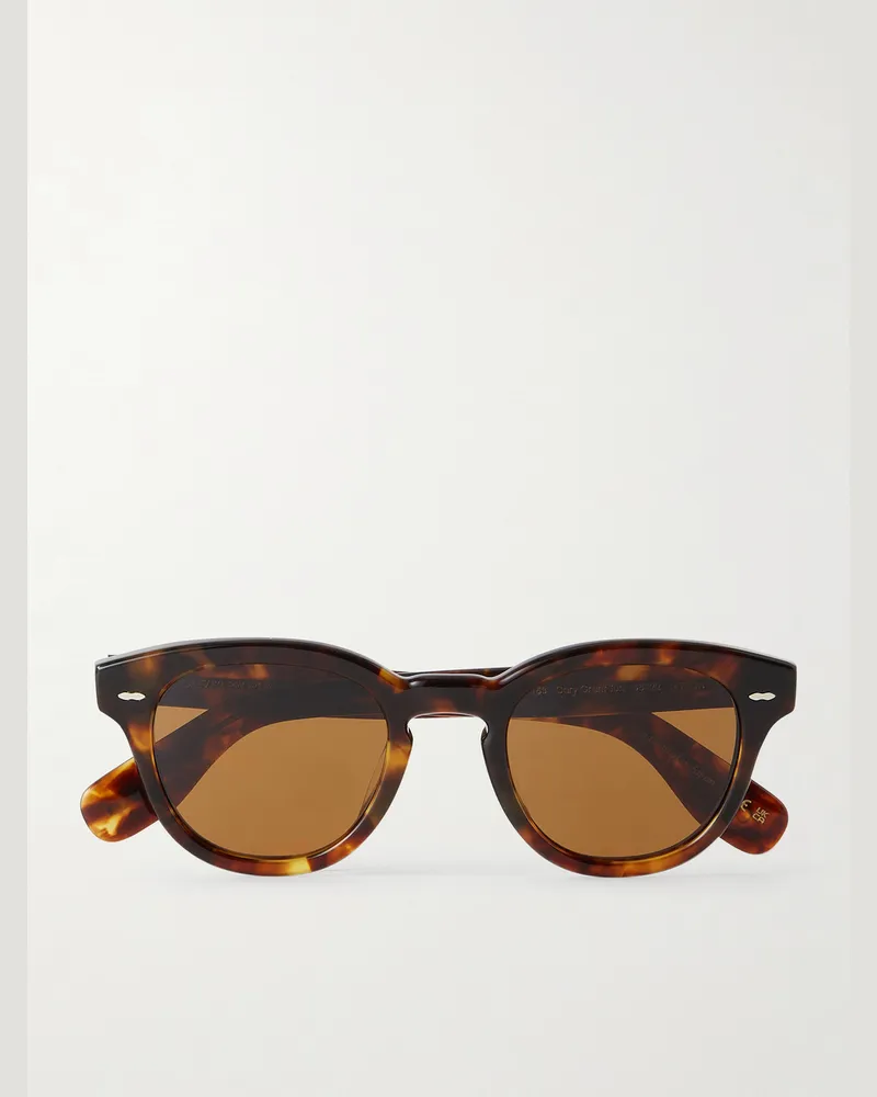 Oliver Peoples Cary Grant Round-Frame Acetate Polarised Sunglasses Horn