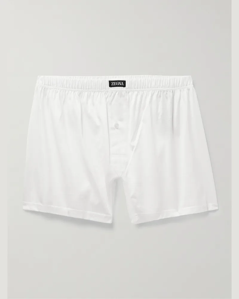 Ermenegildo Zegna Boxershorts aus Filoscozia®-Baumwoll-Jersey Weiß