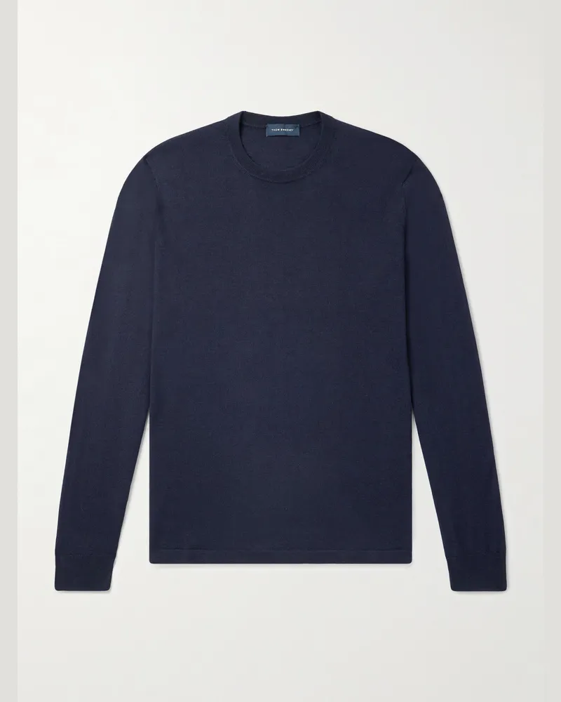 Thom Sweeney Pullover aus einer Kaschmir-Seidenmischung Blau
