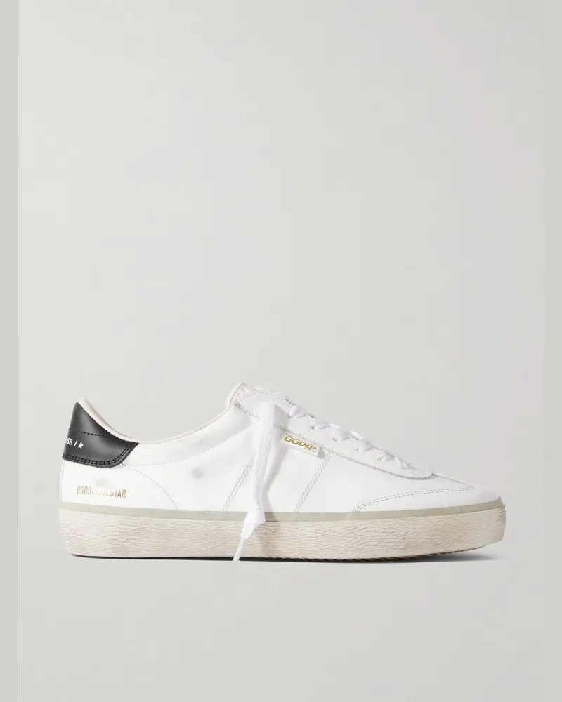Golden Goose Soul-Star Distressed Leather Sneakers White