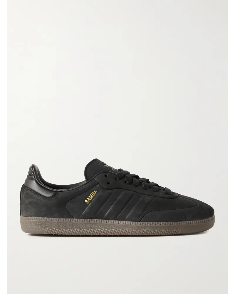 adidas Samba OG Sneakers aus Nubukleder mit Prägung und Lederbesatz Schwarz