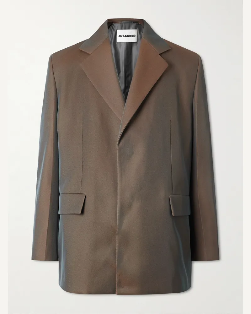 Jil Sander Virgin Wool-Blend Drill Blazer Brown