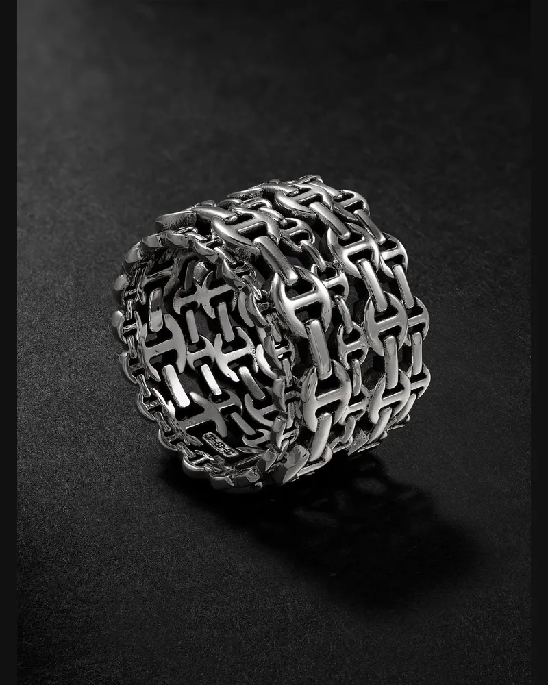 HOORSENBUHS Damash Ring aus Sterlingsilber mit mehreren Schienen Silber
