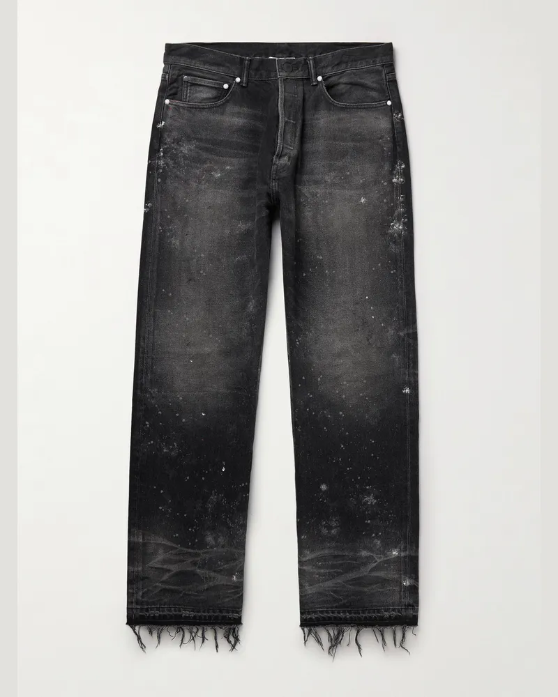 John Elliott + Co Wyatt gerade geschnittene Jeans mit Farbspritzern in Distressed-Optik Schwarz