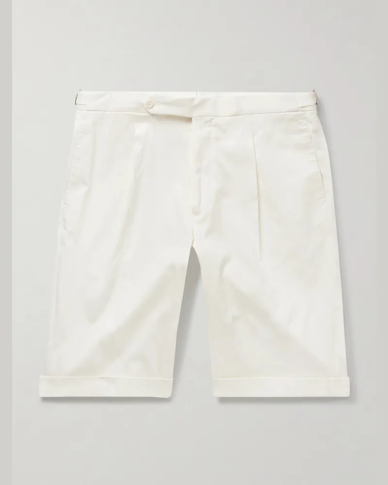 De Petrillo Schmal und gerade geschnittene Shorts aus einer Baumwollmischung mit Falten Weiß