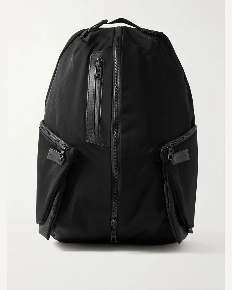 MASTER PIECE Circus Rucksack aus Nylon-Twill und CORDURA® mit Lederbesatz Schwarz