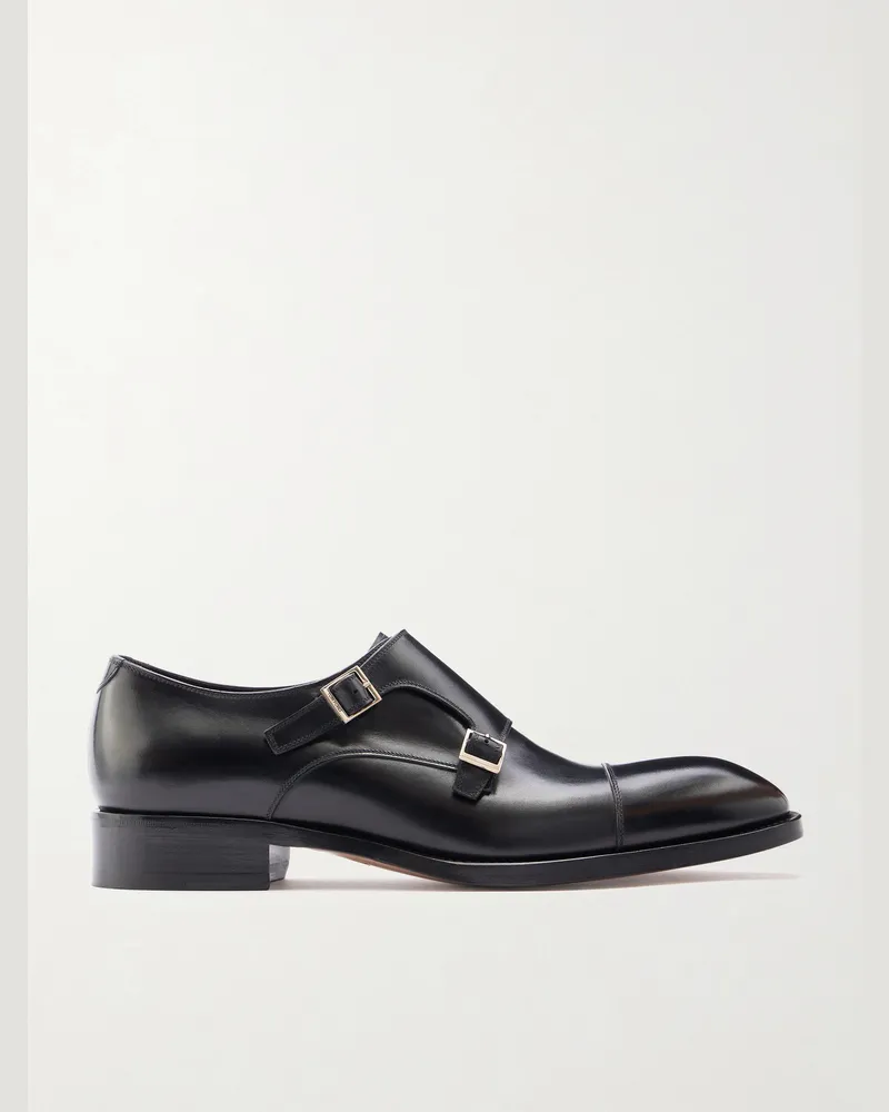 Tom Ford Elkan Schuhe aus Leder mit Monkstrap Schwarz