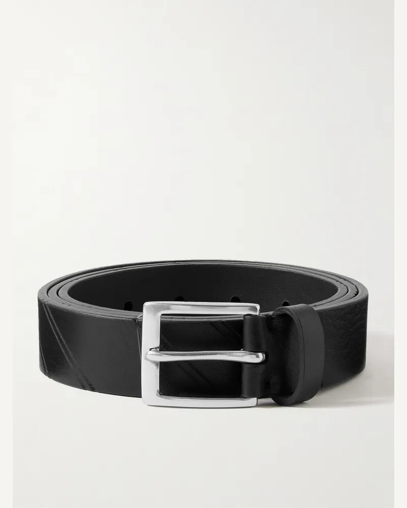 Paul Smith Ledergürtel mit Streifen, 3 cm Schwarz