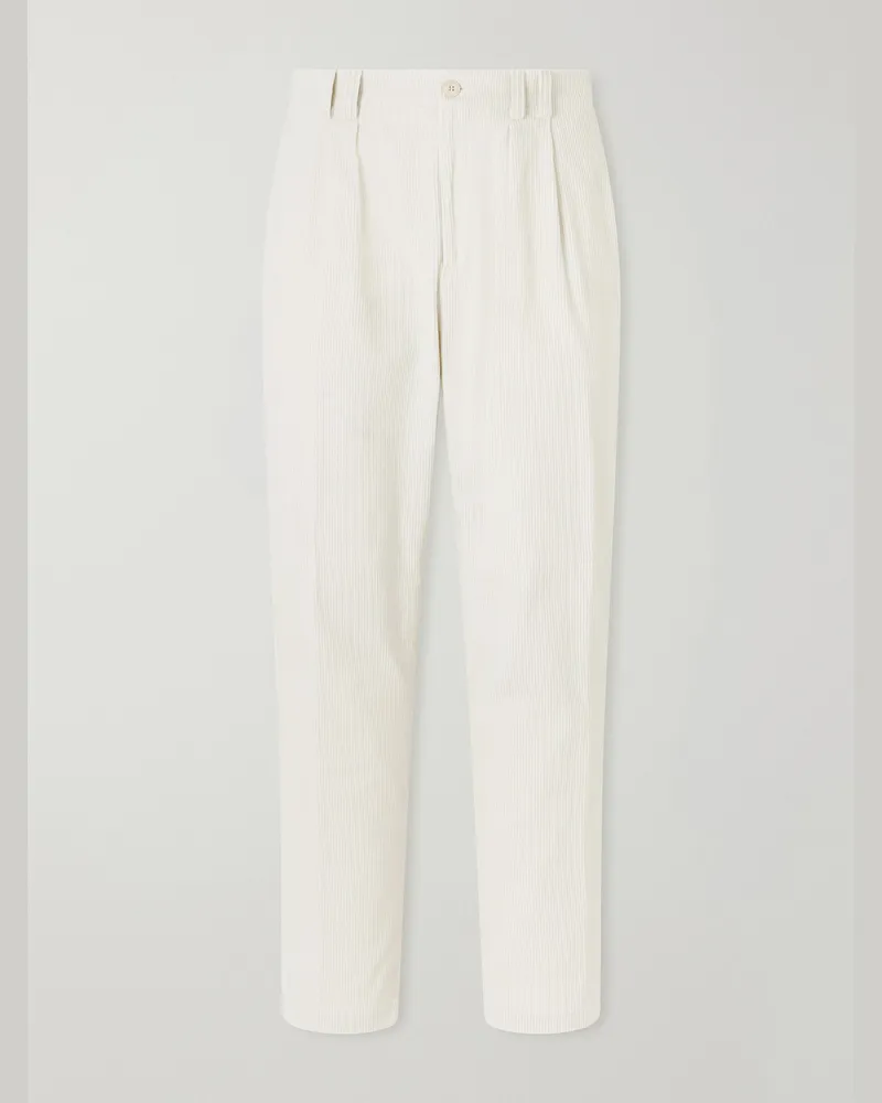 Canali Straight-Leg Cotton-Corduroy Trousers White